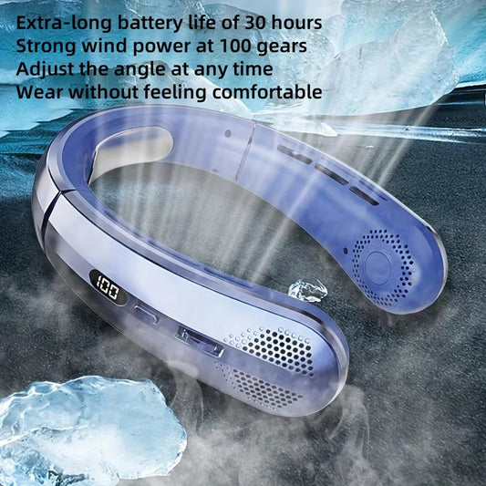 Portable Mini Home Summer Air-cooled Neck Hanging Fan for Outdoor Sports, Running, Travel Without Blades, Wearable USB Neck Fan