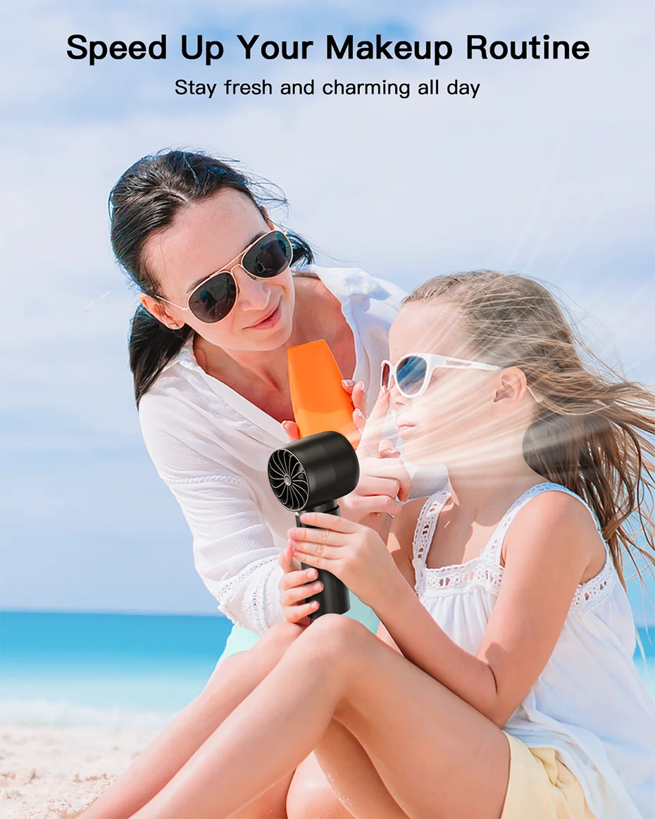 coldSky Handheld Mini Fan 4000mAh Battery Portable Rechargeable Fan with LED Display 5 Speed Turbo Fan for Beach Travel Vacation