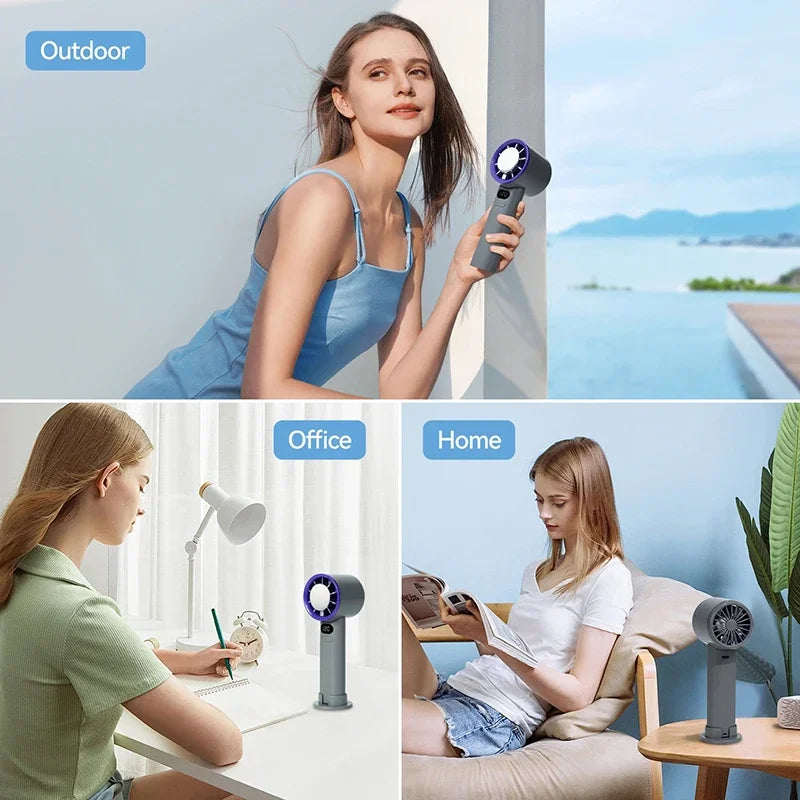 Xiaomi Handheld Mini Fan 120 Speed Electric Hand Fans Ice Compress High-Speed Cooling Rechargeable Portable LED Digital Display