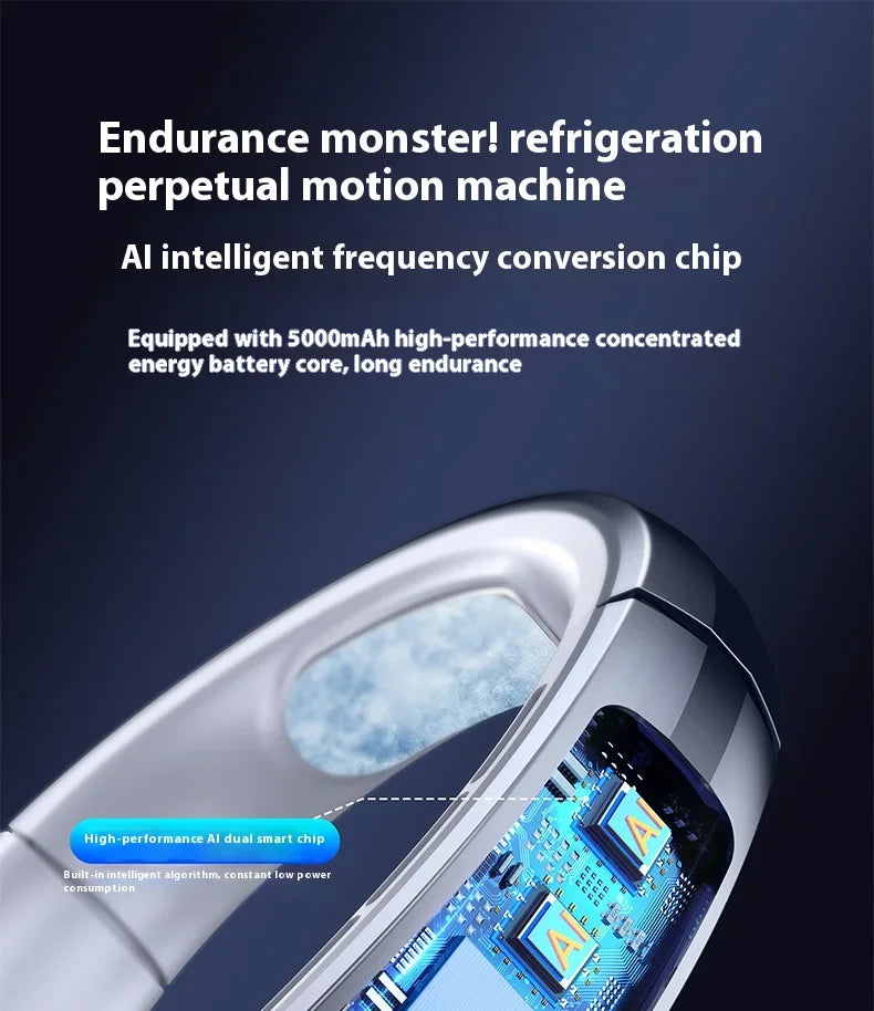 Portable Mini Home Summer Air-cooled Neck Hanging Fan for Outdoor Sports, Running, Travel Without Blades, Wearable USB Neck Fan