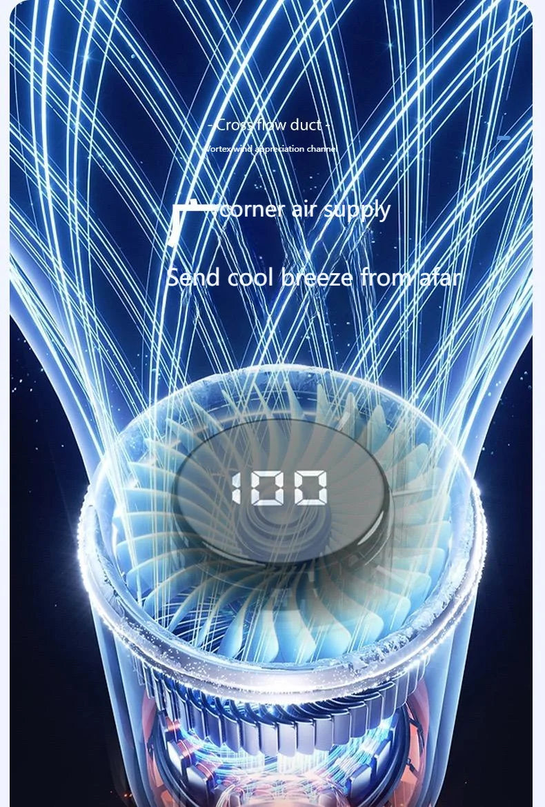 Portable Mini Handheld Fan with LED Display Semiconductor Refrigeration 100 Speeds USB Rechargeable Battery Outdoor Fan