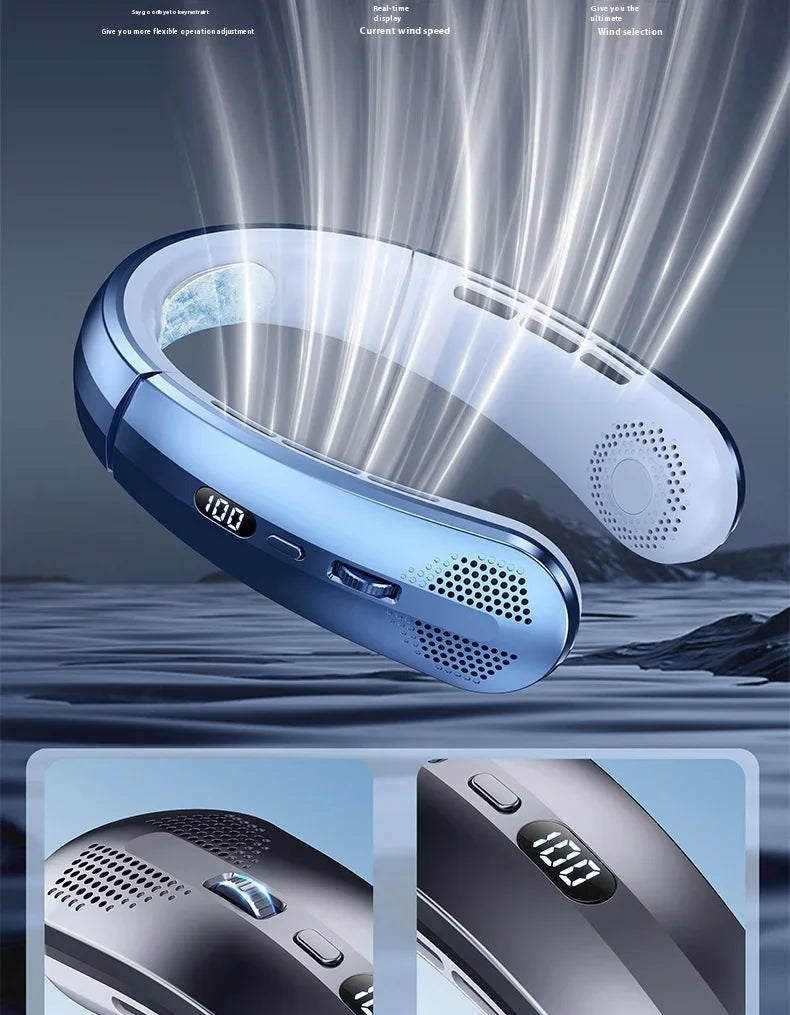 Portable Mini Home Summer Air-cooled Neck Hanging Fan for Outdoor Sports, Running, Travel Without Blades, Wearable USB Neck Fan