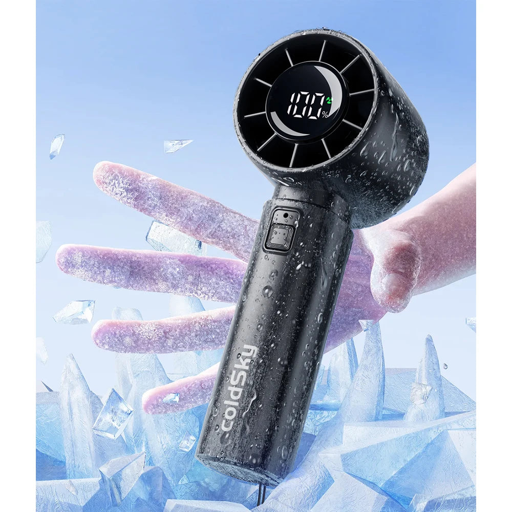 coldSky Portable Handheld Fan 4000mAh Battery Operated with LED Display Handheld Personal Small Fan 5 Speed Mini Fan for Travel