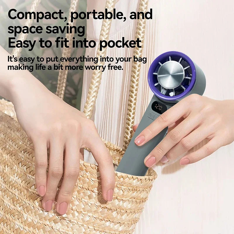 Xiaomi Handheld Mini Fan 120 Speed Electric Hand Fans Ice Compress High-Speed Cooling Rechargeable Portable LED Digital Display