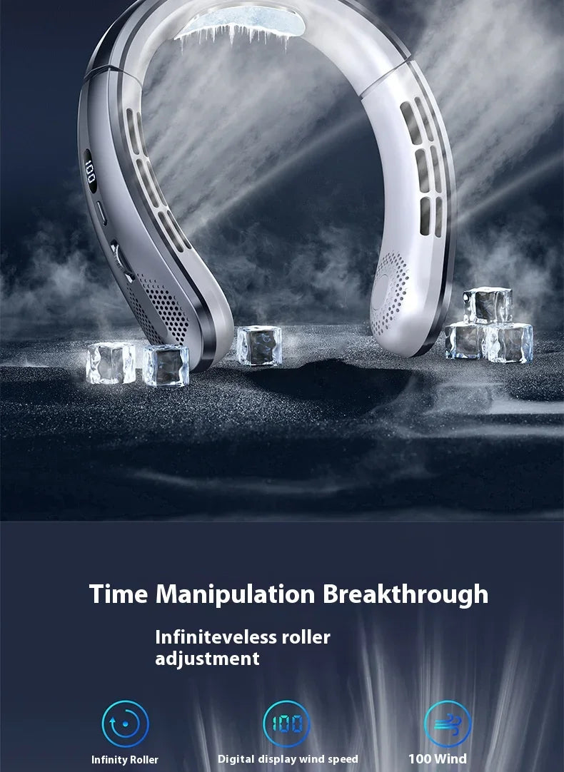 Portable Mini Home Summer Air-cooled Neck Hanging Fan for Outdoor Sports, Running, Travel Without Blades, Wearable USB Neck Fan