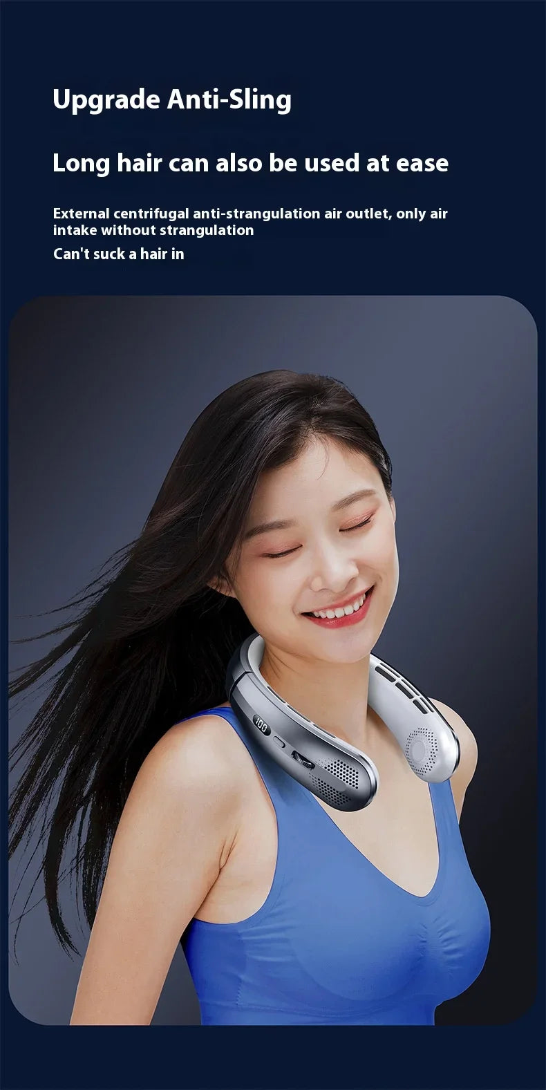 Portable Mini Home Summer Air-cooled Neck Hanging Fan for Outdoor Sports, Running, Travel Without Blades, Wearable USB Neck Fan