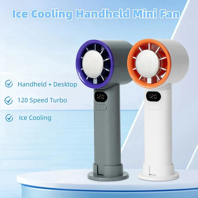 Xiaomi Handheld Mini Fan 120 Speed Electric Hand Fans Ice Compress High-Speed Cooling Rechargeable Portable LED Digital Display