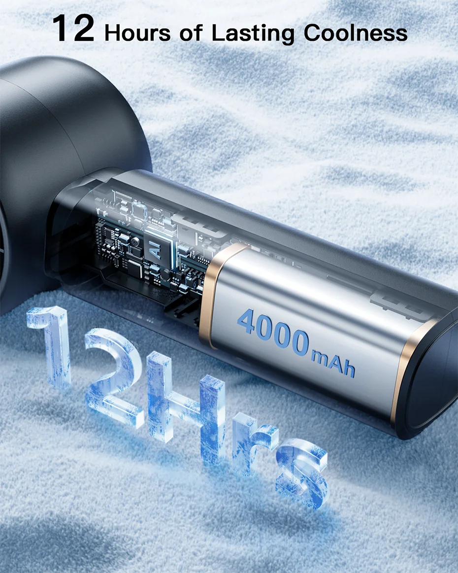 coldSky Portable Handheld Fan 4000mAh Battery Operated with LED Display Handheld Personal Small Fan 5 Speed Mini Fan for Travel