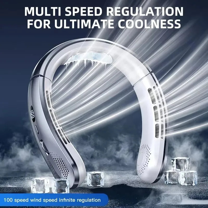 Portable Mini Home Summer Air-cooled Neck Hanging Fan for Outdoor Sports, Running, Travel Without Blades, Wearable USB Neck Fan