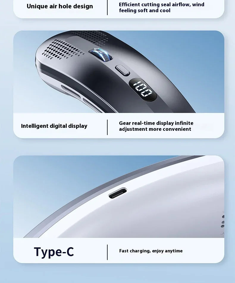 Portable Mini Home Summer Air-cooled Neck Hanging Fan for Outdoor Sports, Running, Travel Without Blades, Wearable USB Neck Fan