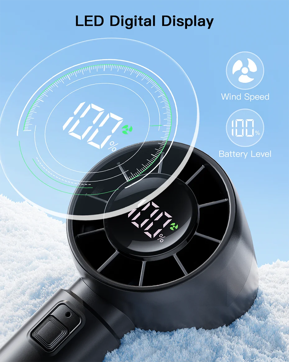 coldSky Portable Handheld Fan 4000mAh Battery Operated with LED Display Handheld Personal Small Fan 5 Speed Mini Fan for Travel